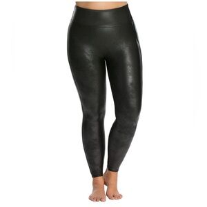 New‎ SPANX Coated Faux Leather Leggings In Black 2437P Size 1X